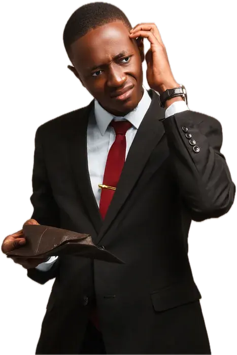 Giovanny Engamba — costume noir, au téléphone